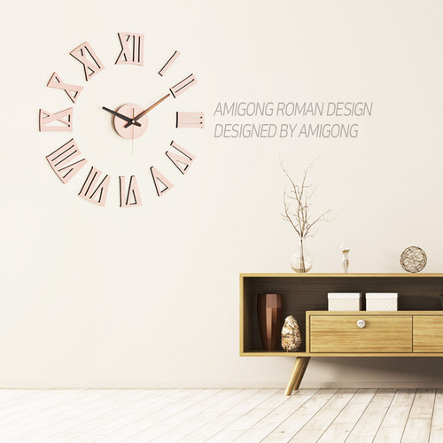 인테리어벽시계 DIY 로만 파스텔핑크